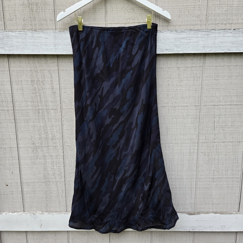Lucky Brand Willa Slip Abstract Camo Printed Midi Skirt XS